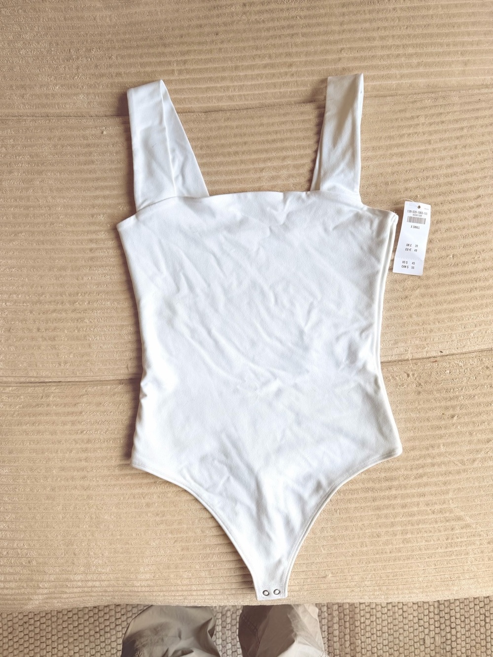 Abercrombie & Fitch Cream Ribbed Square-Neck Bodysuit